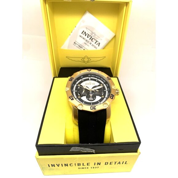 Invicta Men's Watch 45741 Pro Diver Quartz Gold Black Rubber Strap 50mm - Picture 3 of 15